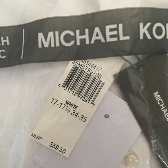 NWT-MICHAEL KORS-White Slim Fit X-Lg Shirt - Picture 2 of 6